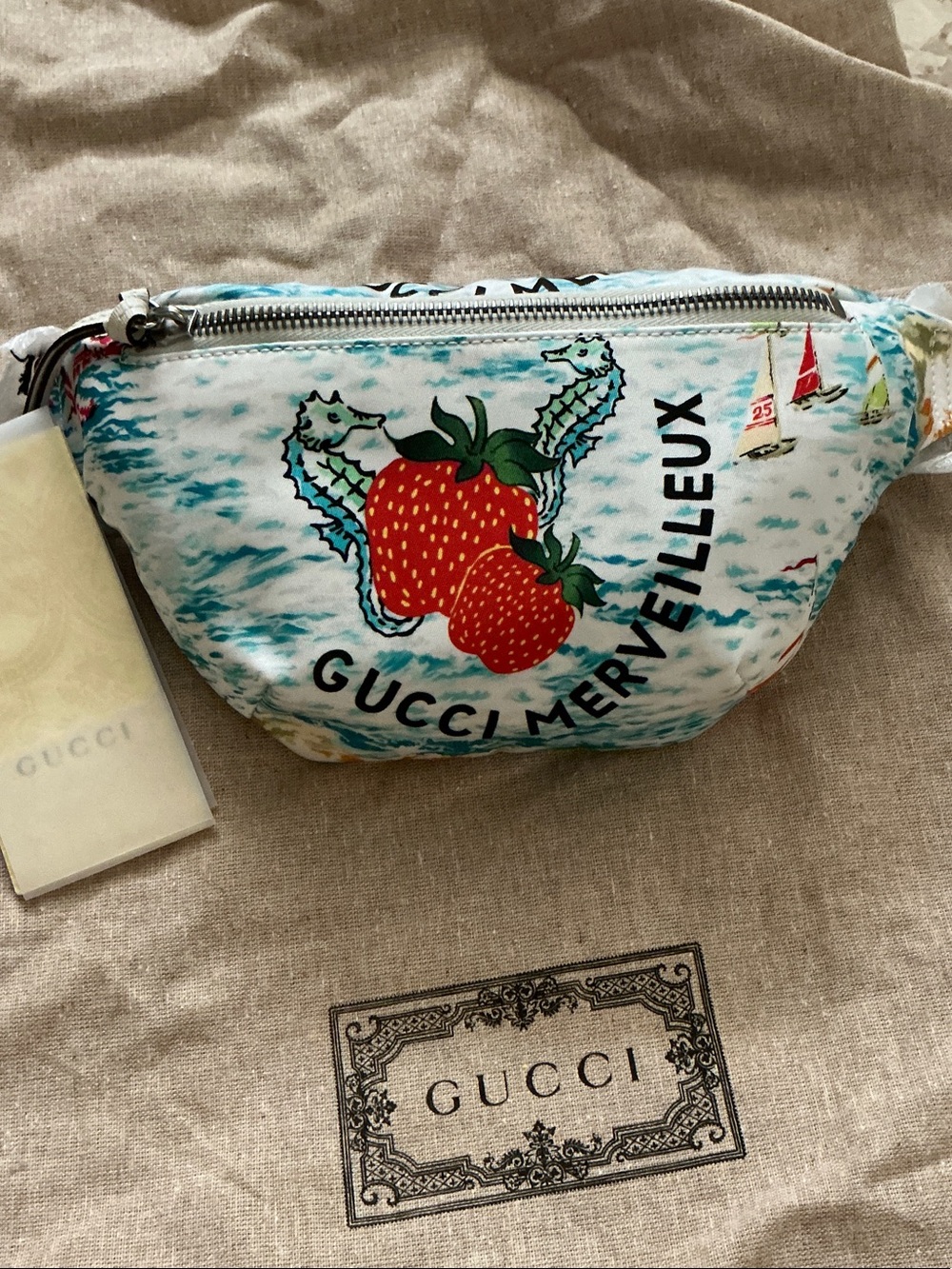 Gucci summer strawberry kids belt bag, new with tags